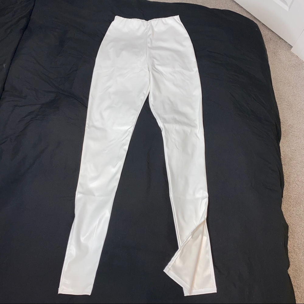 Flare leather leggings